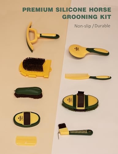 11-Piece Horse Grooming Kit with Waterproof Tote Pasture Glow - color: Pasture Glow