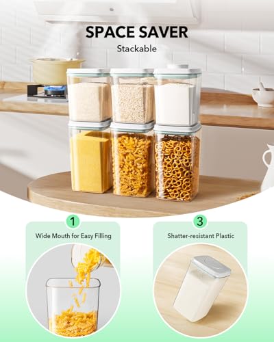Ankou Food Storage Container Sets, 2.8 Qt *2+ 4.2 Qt *4 Airtight Canisters with Lids and 130ml Scoop, BPA-Free Plastic Pantry Containers for Flour, Sugar, Rice - color: 4L*4 + 2.65L*2