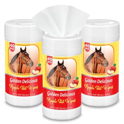 Threlaco 3 Pack Horse Bit Wipes 120 Pcs Apple Horses Bit Cleaners for Happy Horse Disposable Cleaning Wipes for English or Western Bits - style: Apple