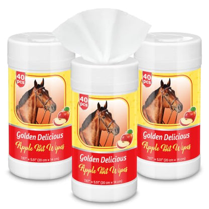 Threlaco 3 Pack Horse Bit Wipes 120 Pcs Apple Horses Bit Cleaners for Happy Horse Disposable Cleaning Wipes for English or Western Bits - style: Apple