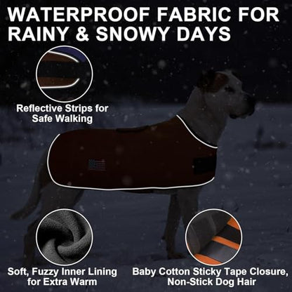 BEAUTYZOO Dog Winter Coat for Giant Large Dogs, Waterproof Canvas Jackets - color: Khaki, size: XXL(Chest Girth 38"-50", Back 28", Neck 26"-31")