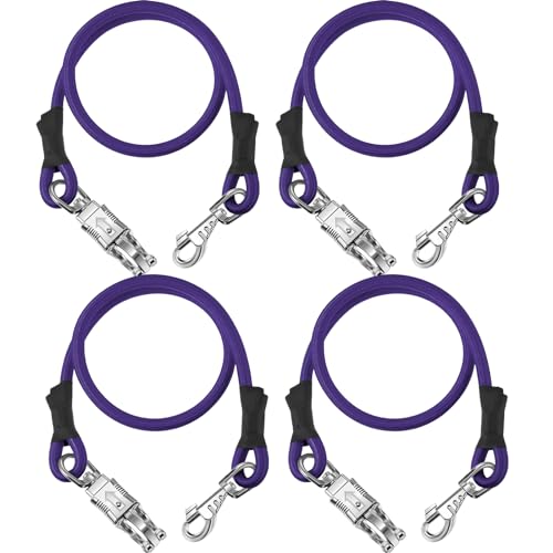 Riakrum 4 Pcs Bungee Horse Trailer Ties with Quick Release Snap,Purple - color: Purple