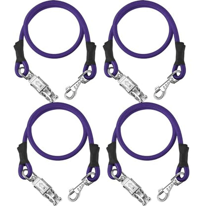 Riakrum 4 Pcs Bungee Horse Trailer Ties with Quick Release Snap,Purple - color: Purple