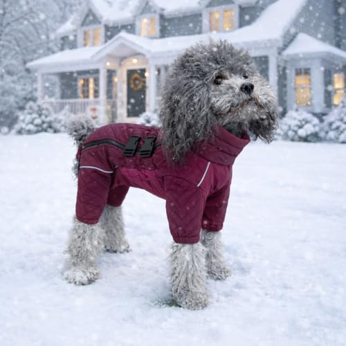 Warm Dog Coat Double Layers Dog Vest, 4 Legs Covered Windproof Waterproof Reflective, Purple XS - L - color: Purple, size: XS (back 9.5")
