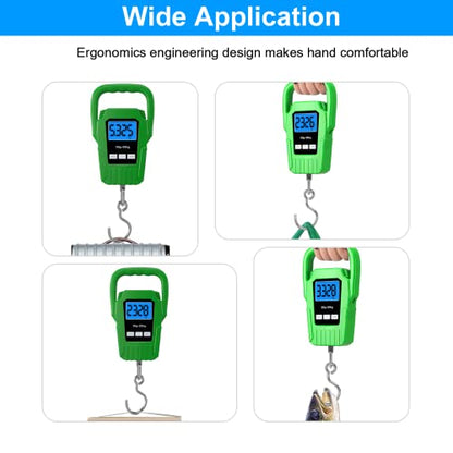 SKEAP Digital Fish Scale Hanging Scale Fishing Scale,110lb/50kg Luggage Scale,Upgrade Large Handle & Backlit LCD Display, Electronic Balance Digital Fishing Postal Scale,Green,Fishing Gifts for Men - color: Green