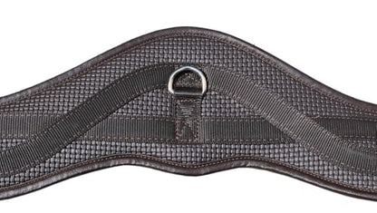 T TEKE Anatomic Anti-Chafe Horse Girth - Contoured Pressure Relief English Girth with Dual-Side Heavy-Duty Elastic, Breathable Padded PVC Waffle Texture, Stainless Steel Solid-Roller Buckles & D-Ring - color: Dark Brown, size: 42"