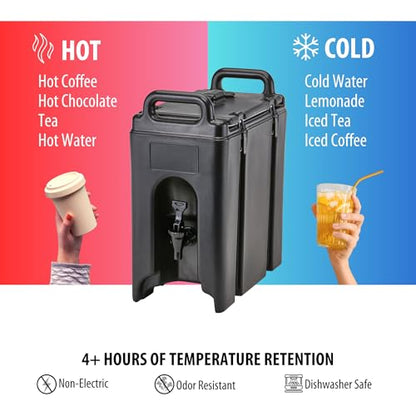 Cambro 250LCD110 Camtainer 2.5 Gallon Black Insulated Beverage Dispenser Case of 1