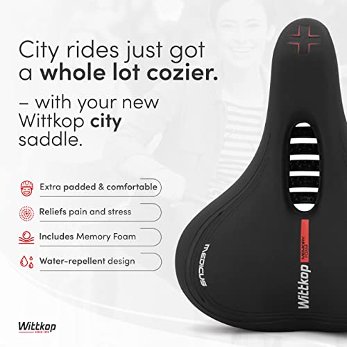Wittkop Bike Seat I Bicycle Seat for Men and Women, Waterproof Bike Saddle with Innovative 5-Zone-Concept I Exercise Bike Seat for BMX, MTB & Road - style: City