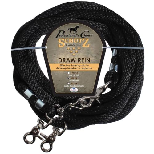 PROFESSIONAL'S CHOICE Poly Rope Draw Reins for Horses | 16-Foot Length, Durable Rope Construction, Metal Snap Closures, Smooth Handling - size: Soft Poly Rope(16 ft)