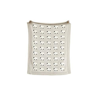 Creative Co-Op Grey Cotton Knit Sheep Blanket - color: Gray, size: 40" L x 32" W