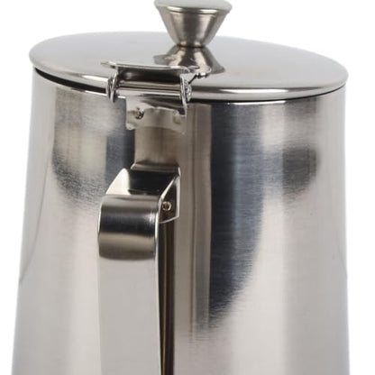 Milk Frother Cup, Stainless Steel Milk Frothing Pitcher, Milk Frothing Jug with Lid and Handle, Frothing Cup Pitcher, Coffee Frothing Mug for Office Home Kitchen (1000ML) - size: 33.8 Ounces