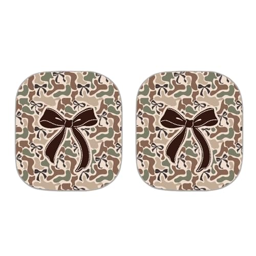 Windshield Sun Shade Foldable Brown Camo Bow Auto Front Window Sunshades for Most Windshield, Auto Sun Heat and UV Rays Blocker Keep Your Car Cool, 28.5"×25.5" - color: Brown Camo Bow