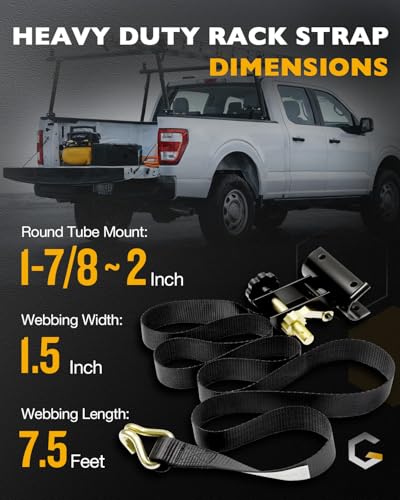 Ladder Rack Ratchet Straps with J-Hook (4PCS), Cargo Buckle Rack Lock Strap - color: Black (4 pcs), size: Black Round Tube