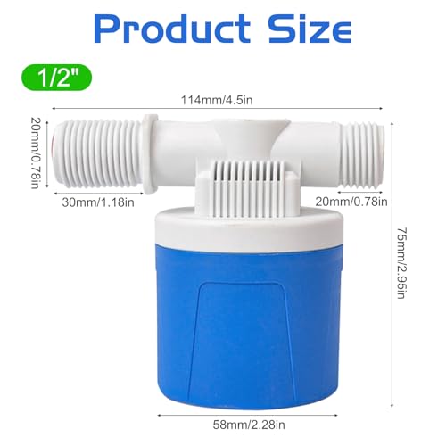 2 Pack 1/2" Water Float Valve For Water Tank Water Trough Pool Livestock - size: 1/2" Side Inlet (2 Pack)