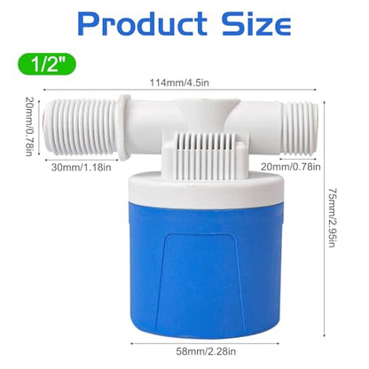 2 Pack 1/2" Water Float Valve For Water Tank Water Trough Pool Livestock - size: 1/2" Side Inlet (2 Pack)