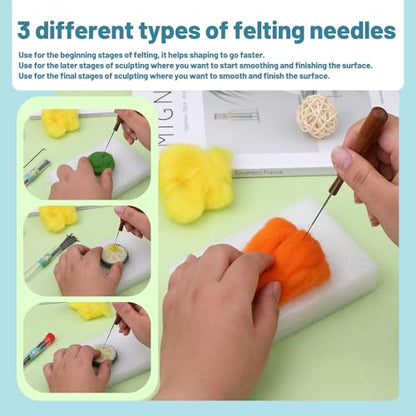 Yizzvb 40 Pcs Needle Felting Tools Felting Needles Kit Wool Supplies | Felting Needles Kit Wool Felting Supplies, Needle Felting Needles, Wooden Handle and Storage Box for Felting Wool Projects