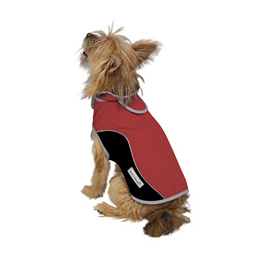 Jacket for All Dogs, Fleece-Lined, Waterproof Doggie Vest, Reflective Pet Parka (6800) (XX-Small, Red and Black) - color: Red/Black, size: XX-Small
