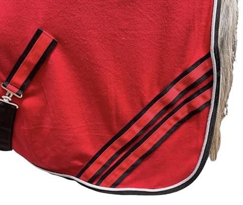 Majestic Ally Anti Pill Fleece Horse Blanket/Sheet with Silver Braided Rope (Red, 76) - color: Red, size: 76