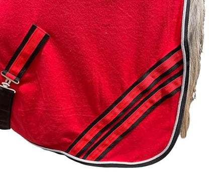 Majestic Ally Anti Pill Fleece Horse Blanket/Sheet with Silver Braided Rope (Red, 76) - color: Red, size: 76