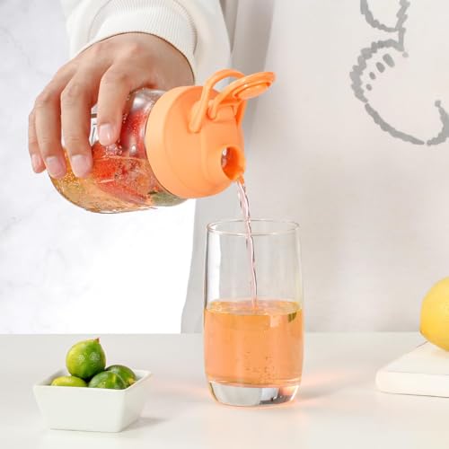Aieve 6 Pack Mason Jar Lids, Regular Mouth Pour Spout Lid with Flip Top, Canning Lids for Ball Mason Jars to Drinking & Storing Milk Coffee Lemonade Salad Dressing, Reusable, Leak-Proof - size: 6 Pcs Regular Mouth Lids