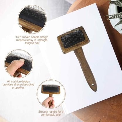 MECCANIXITY 2 Pcs Wool Carder, Hand Carding Brush 2 Small Wooden Pet Grooming Tool for Needle Felting Pet Grooming Weaving Craft Supplies, Black, Brown - style: 2 Small