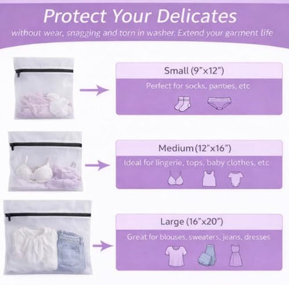 Mesh Laundry Bags for Delicates with 2 Wool Dryer Balls, Reusable Garment Wash Bags for Washing Machine, Fabric Protection Laundry Care Set for Lingerie & Clothes