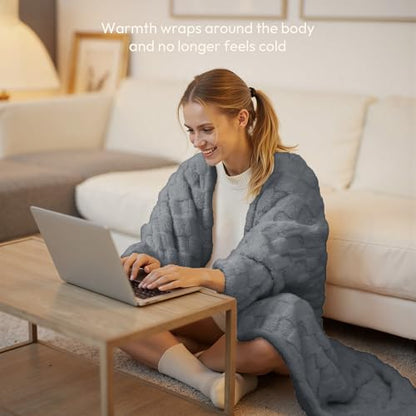 Templewet Heated Blanket Throw 50" x 60",Soft Electric Blanket,Gray | Timer Settings,Auto Off,Sherpa Heated Throw Blanket,Machine Washable,Fast Heating for Sofa Bed Office Use,Gifts for Women - color: Fog Gray