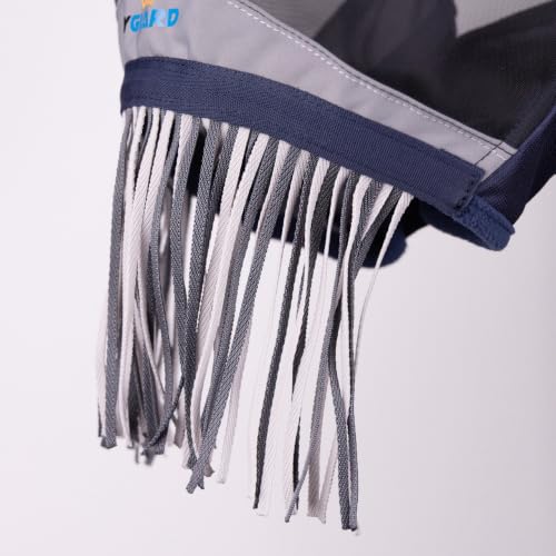 Shires FlyGuard Pro Fine Mesh Fly Mask with UV Protection Navy/Full/Ears and Nose Fringe - color: Navy, size: Full