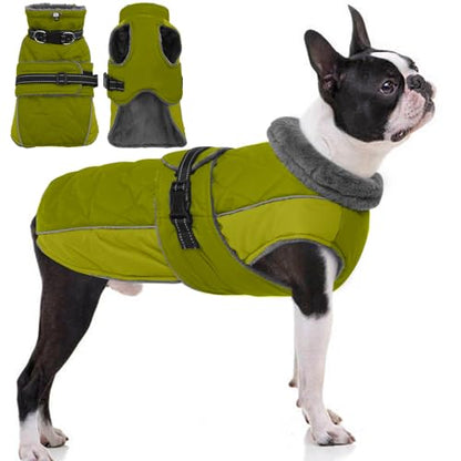 QBLEEV Warm Dog Jacket, Waterproof Dog Winter Coat with Harness - color: Autumn-Fragrance, size: Large