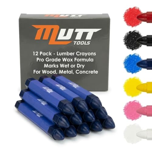 Mutt Tools Blue Lumber Crayons 12 Pack - Construction Crayon - color: Blue