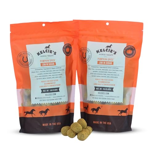 Kelcies Pumpkin Spice Horses Treats - Low Sugar, Starch, and Carbohydrates | Healthy Treats for Horse Supports Superior Digestion 2 Pounds (Pack of 2) - size: 1 Pound (Pack of 2)