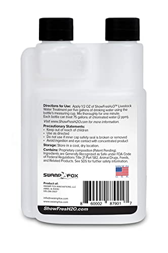Show FresH2O Livestock Water Treatment for Drinking Water - Effectively Eliminates Chlorine and Removes Related Odor, Easy to Use, Treats Up to 75 Gallons - 8oz - size: 8 oz