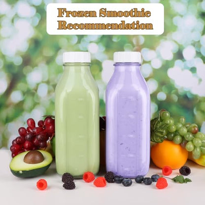 32 oz Glass Milk Bottles 4 Pack Quart Refrigerator Water Container | Reusable Juice Pitchers with Nut Milk Bag & 2 Airtight Lids & 2 Pour Spout & Brush, Drinking Jars for Coffee Smoothie
