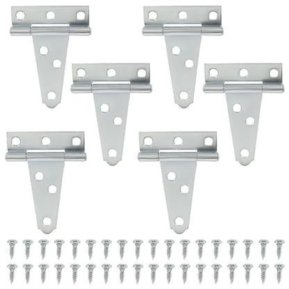 Murtenze 6Pack 2 Inch Silver T-Strap Shed Hinge - color: Silver, size: 2 Inch - 6Pack