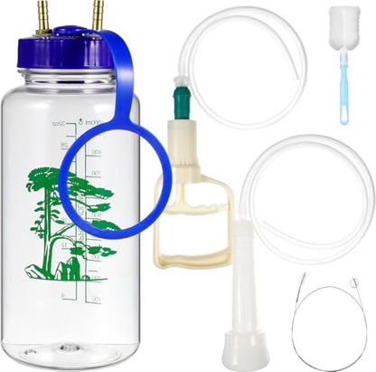 Abaodam Cow Milking Machine Portable Manual Milker Hand Pump for Cattle Sheep and Goats Food Grade Teat Cup Kit with 1000Ml Bottle for Farm and Dairy Use