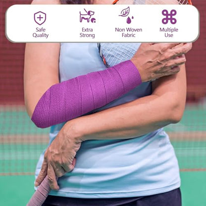 Treela 48 Pack Self Adhesive Wrap Bandage, Light Purple, 3 Inches x 5 Yards - color: Light Purple, size: 3 Inch X 5 Yards