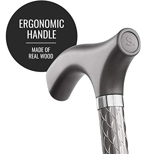 Switch Sticks Folding Walking Cane For Women & Men - color: Engraved Graphite