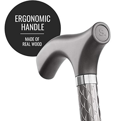 Switch Sticks Folding Walking Cane For Women & Men - color: Engraved Graphite