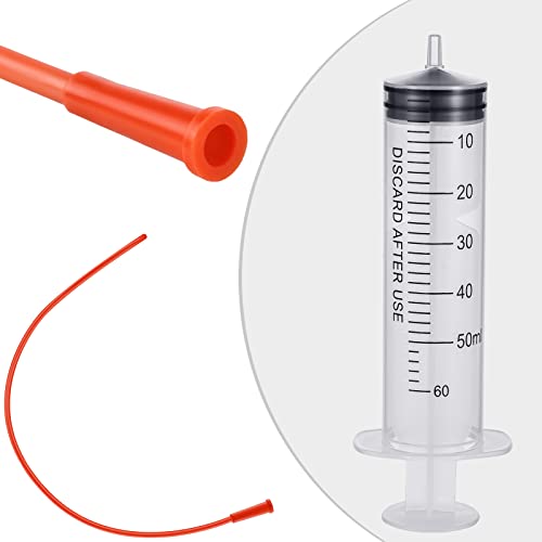3 Sets Puppy Kitten Feeding Tube Kit, 3 Pcs 60 ml Clear Plastic Goat Syringe 3 Pcs 14 FR Red Rubber Feeding Tube, Feeding Syringe Feeding Tube Supplies for Lamb Goat Animals
