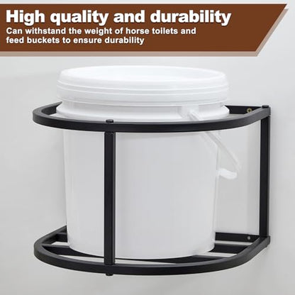2 Pcs Bucket Holder 5 Gallon Horse Feed Pail Wall Mount 15.5" x 14.5" x 10" for Horse Livestock Water (Bucket Not Included)