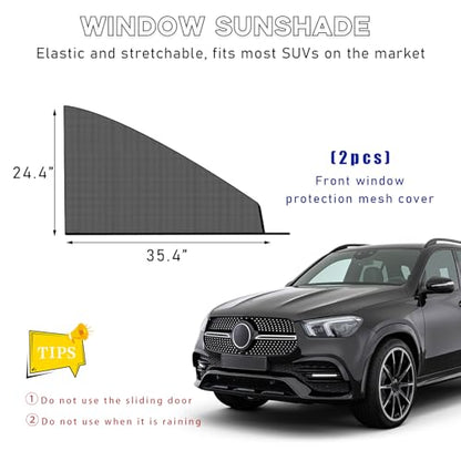 2PCS Car Window Shades, Heat & UV Block Mesh Cover, SUV Front - size: SUV Front