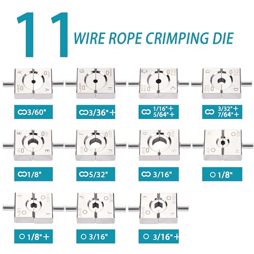 AMZCNC Wire Rope Crimping Tool Swaging Tool 3/64-3/16 Ferrules Cutter Kit
