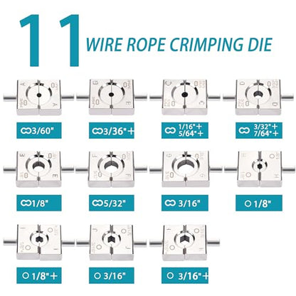 AMZCNC Wire Rope Crimping Tool Swaging Tool 3/64-3/16 Ferrules Cutter Kit