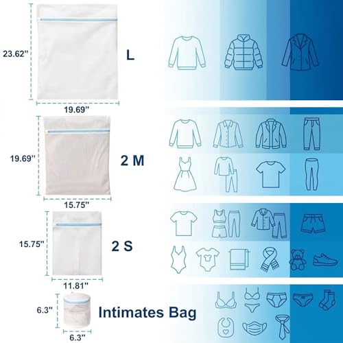 Mesh Laundry Bags for Delicates, 6 Pack Lingerie Bra Wash Bags, 4 Sizes