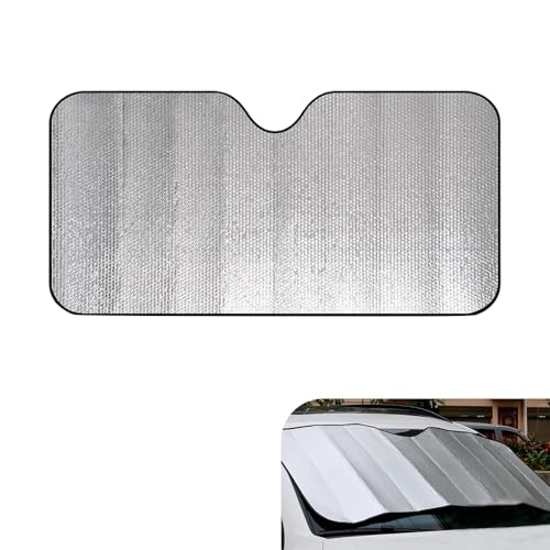 Car Front Windshield Sun Shade, 51" x 23" 5-Layer Reflective Heat Insulation Window Shield, Sun Blocker & Privacy Protection Shade, Foldable Cover for Cars SUVs (Silver) - color: Silver #M