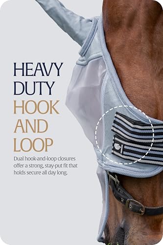 Equinavia Algard Horse Fly Mask with Nose Cover, Soft Mesh Full Face Design - color: Light Blue, size: Pony