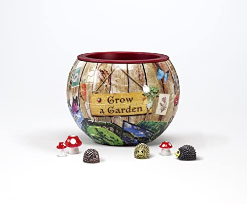 'Grow a Garden' 3D Puzzle Planter - 80 Piece Flowerpot Puzzle for Kids & Adults, No Glue Required - Functional Water-Resistant Pot - Includes 3 Mini Hedgehogs & 3 Mushrooms, Spartan & The Green Egg