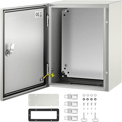 VEVOR NEMA Steel Enclosure, 16 x 12 x 8'' NEMA 4X Steel Electrical Box, IP66 Waterproof & Dustproof, Outdoor/Indoor Electrical Junction Box, with Mounting Plate - size: 16 x 12 x 8
