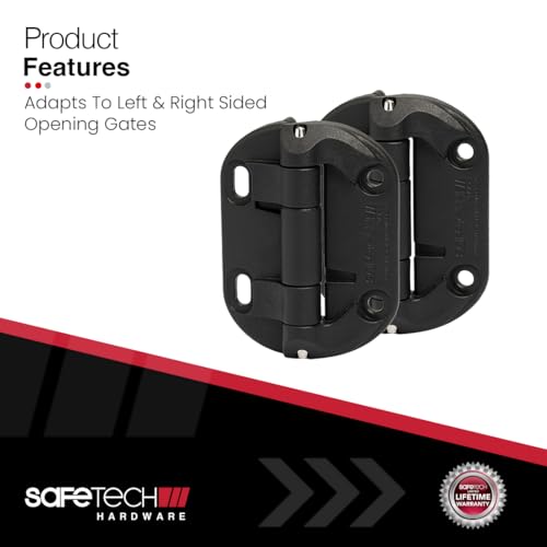 Safetech Hardware Neutral Closing Gate Hinges | Self-Aligning Hinges | No Tension | Square Post, Aluminum Gates | Swing Close 35 lbs SHN-90L - Black - size: Neutral Tension