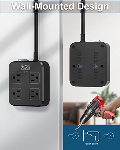 Qiyuan Outdoor Power Strip Weatherproof 6FT Extension Cord 4 Outlets 3 USB - size: 6FT
